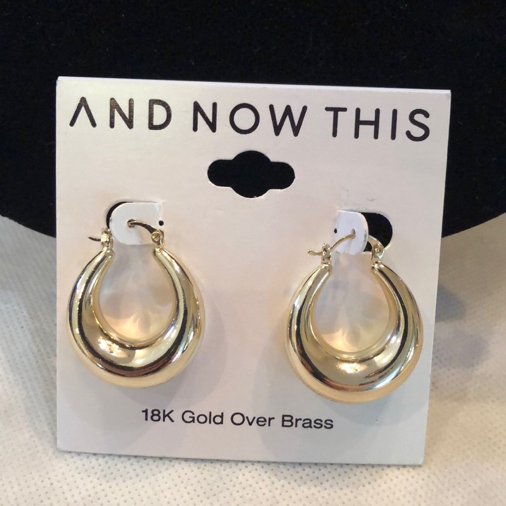 And Now This Lightweight pierced oval 18k gold over brass plated bubble hoops